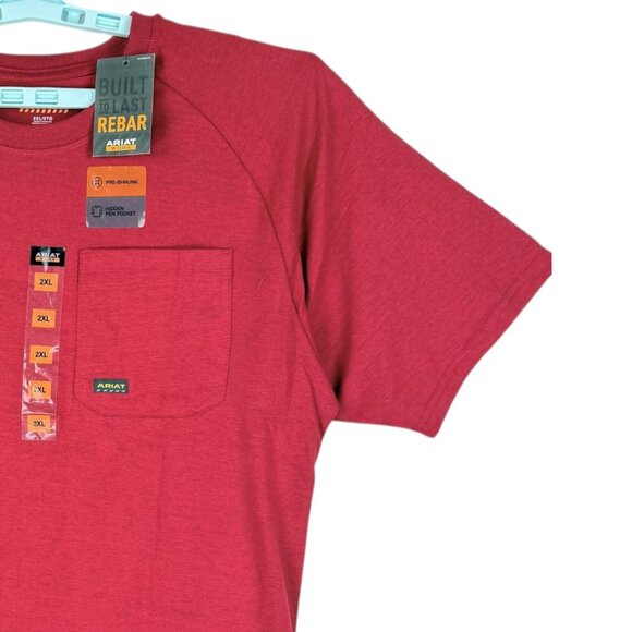 Ariat Rebar Men's Short Sleeve Crew Neck Rio Red T-Shirt Size 2XL NWT - Picture 5 of 10